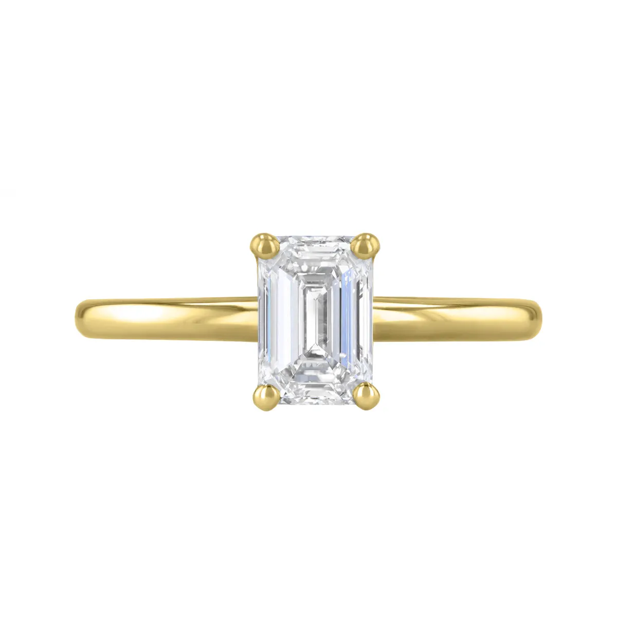 0-75ct Sofia Emerald Cut Diamond Solitaire Engagement Ring | 18ct Yellow Gold