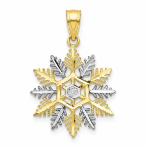 10k Two Tone Gold Polish Finish Snowflake Charm