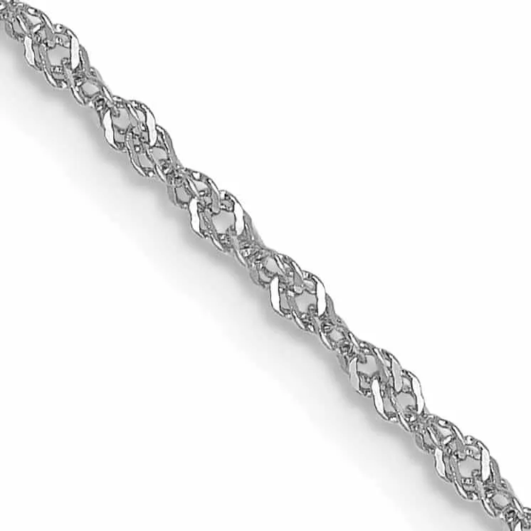 10K White Gold 1 mm Sparkle Singapore Chain