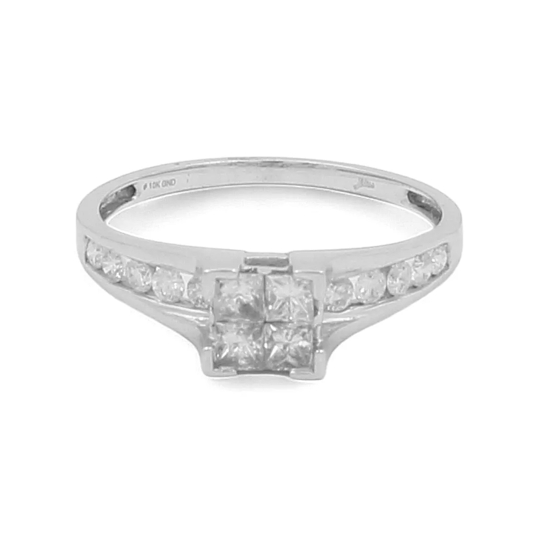 10K White Gold Bridal Woman Ring with Diamonds