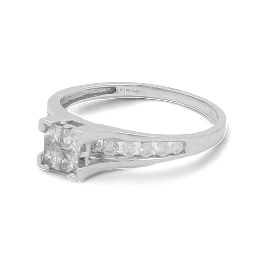 10K White Gold Bridal Woman Ring with Diamonds