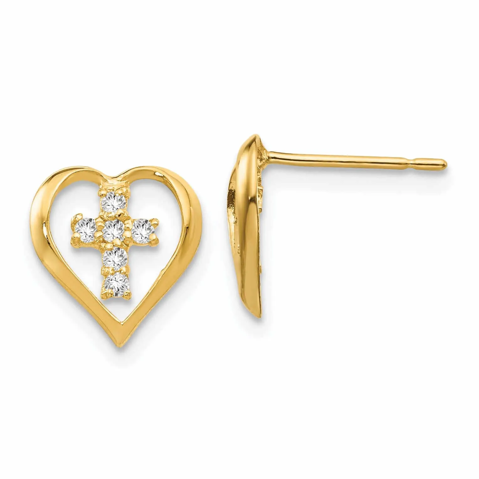 14k Madi K Heart Cross Post Earrings