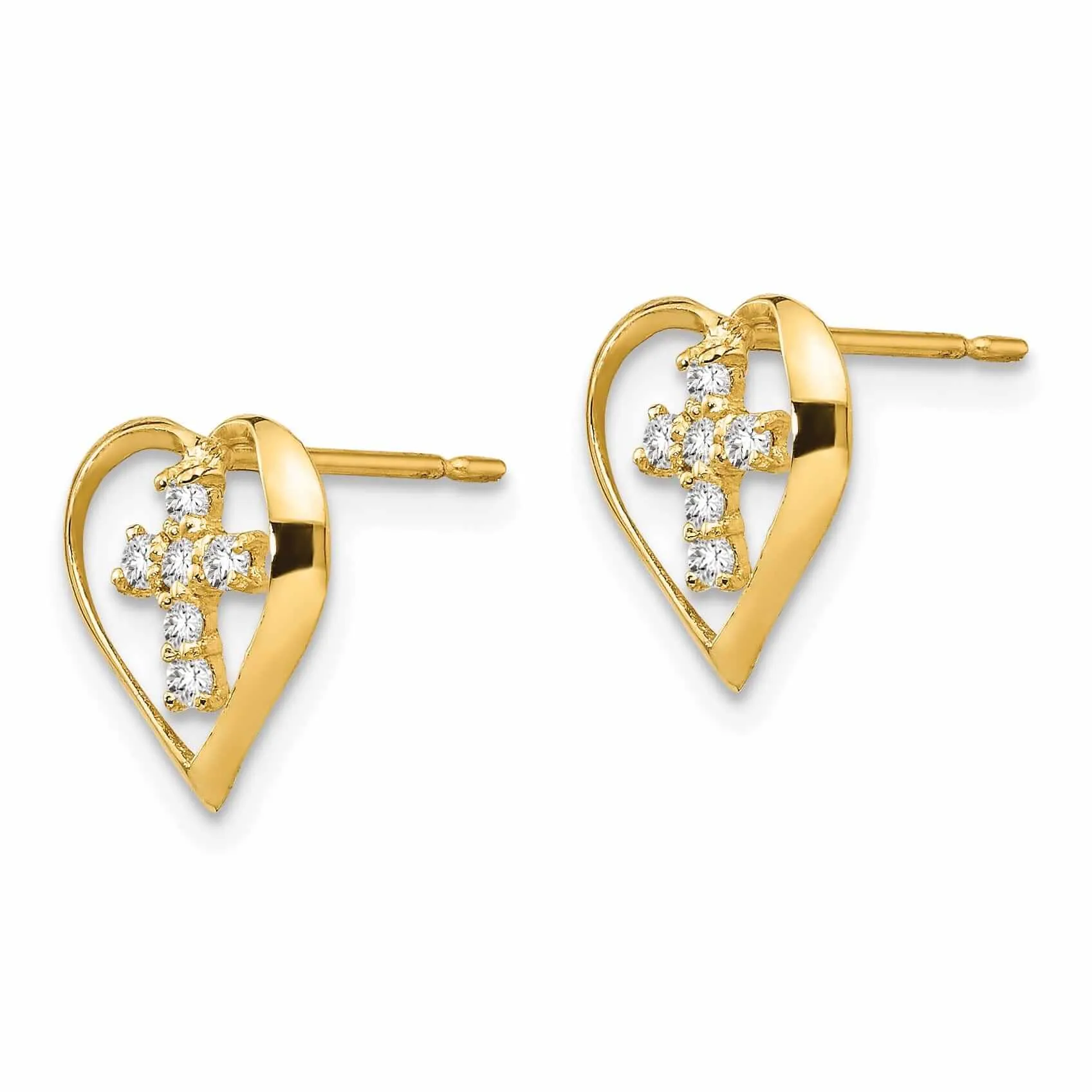 14k Madi K Heart Cross Post Earrings