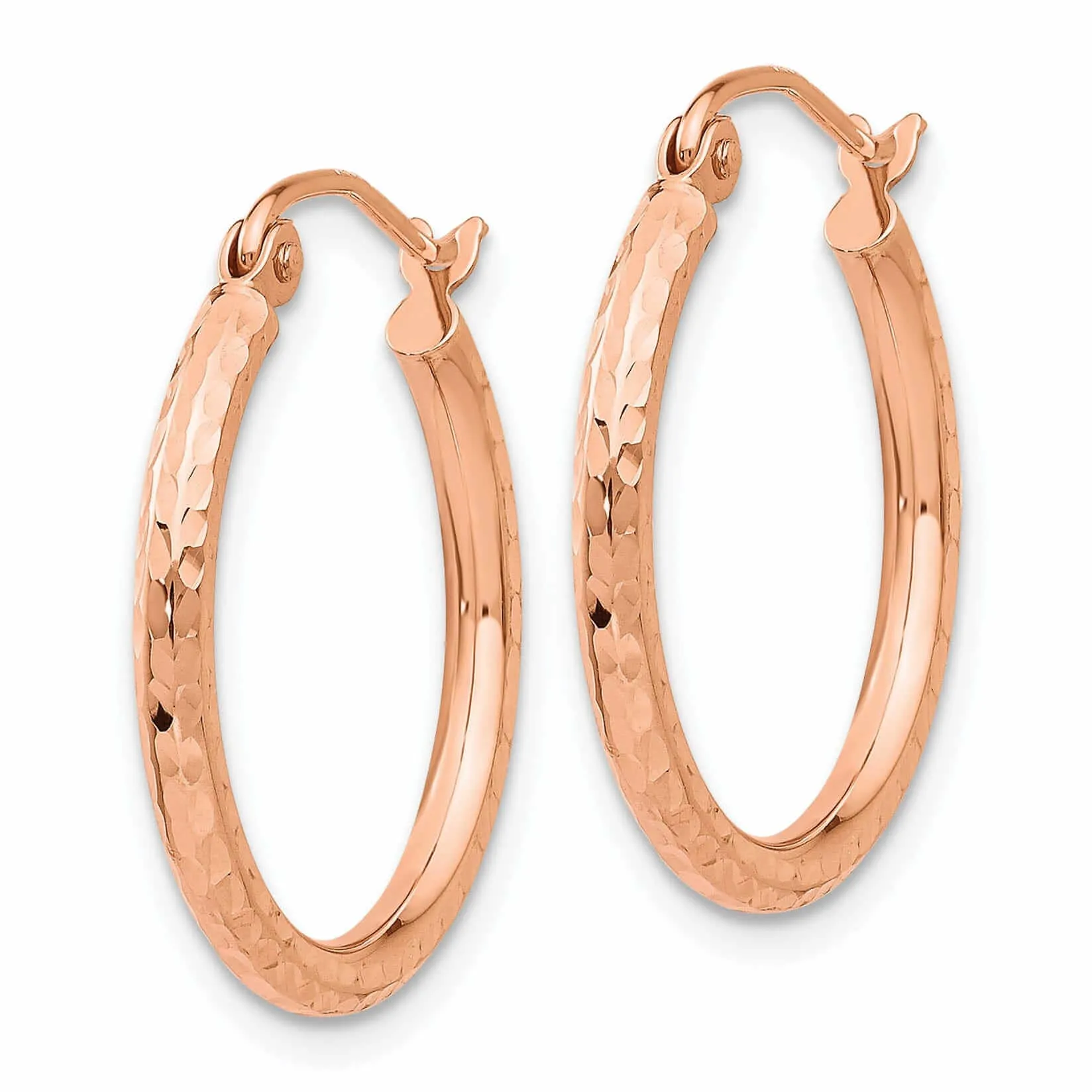 14k Rose Gold Gold D.C Polished Hoop Earrings