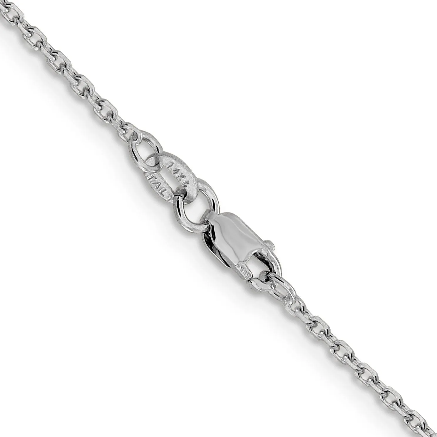 14K White Gold 1.5 mm Diamond Cut Rolo Chain