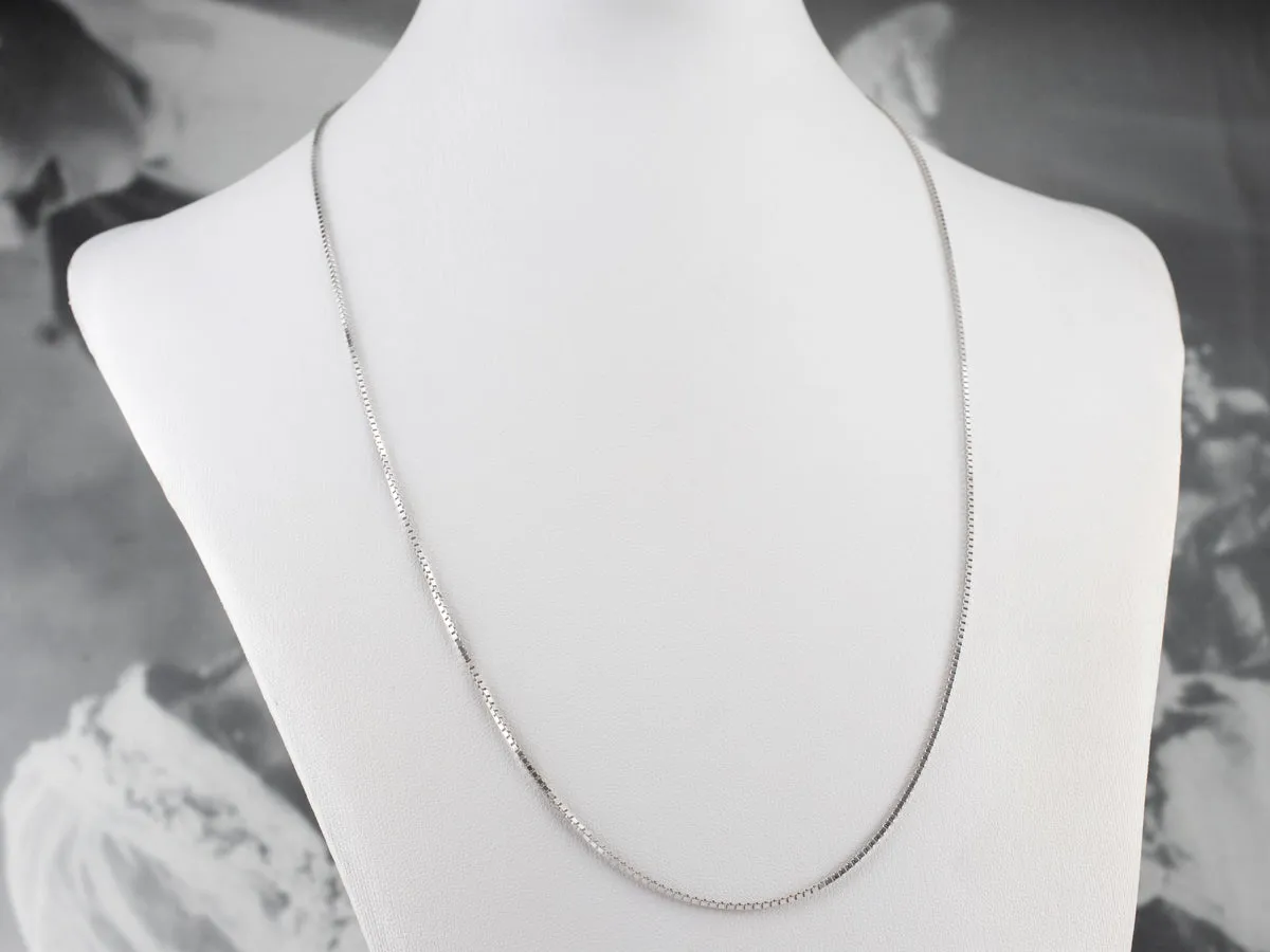 14K White Gold Box Chain