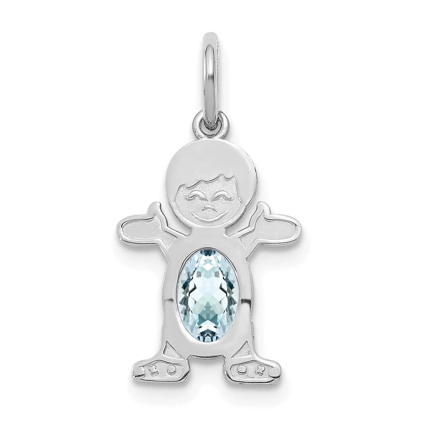 14k White Gold Boy Oval Genuine Aquamarine