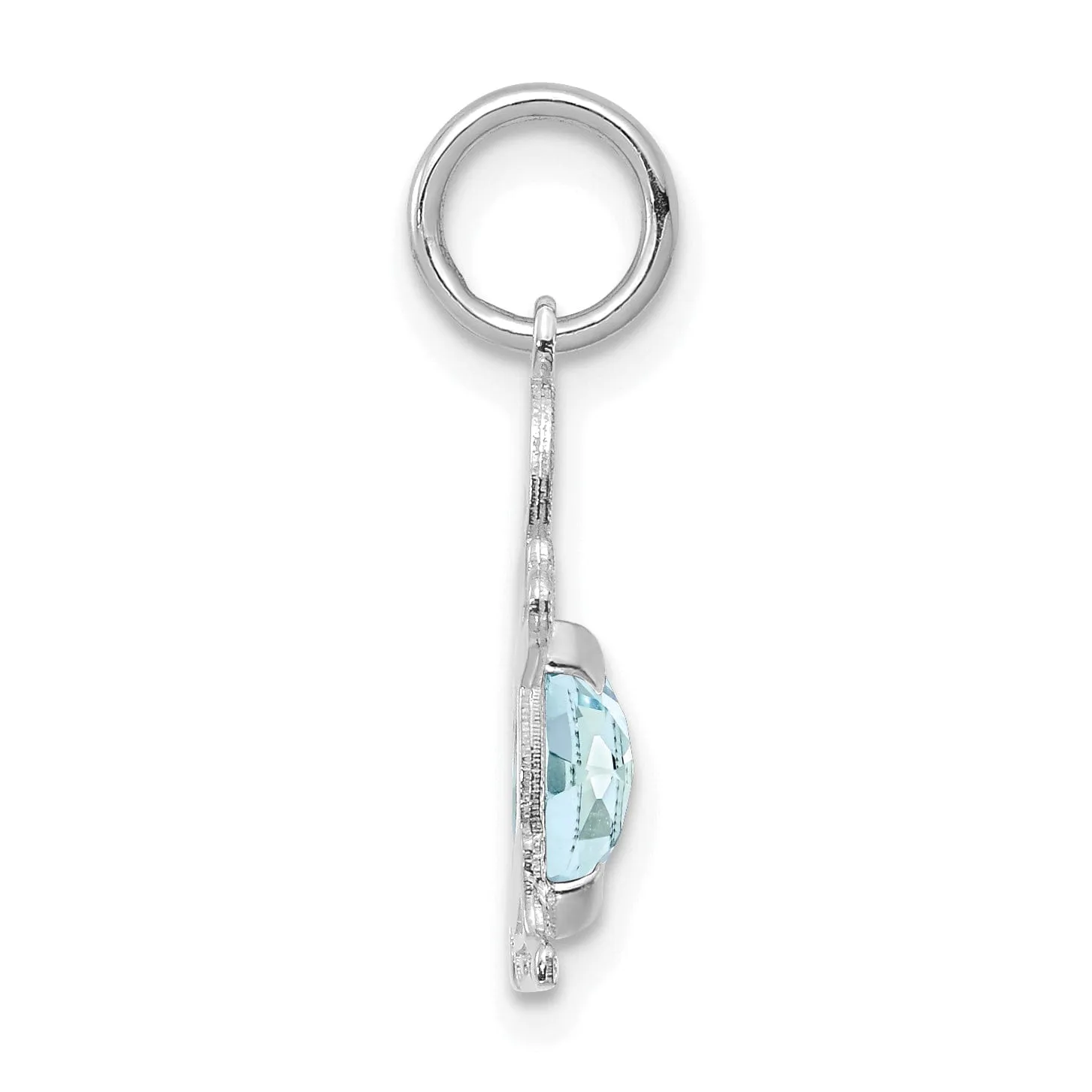 14k White Gold Boy Oval Genuine Aquamarine