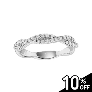 14K White Gold Common Prong Twisted Crisscross Diamond Band