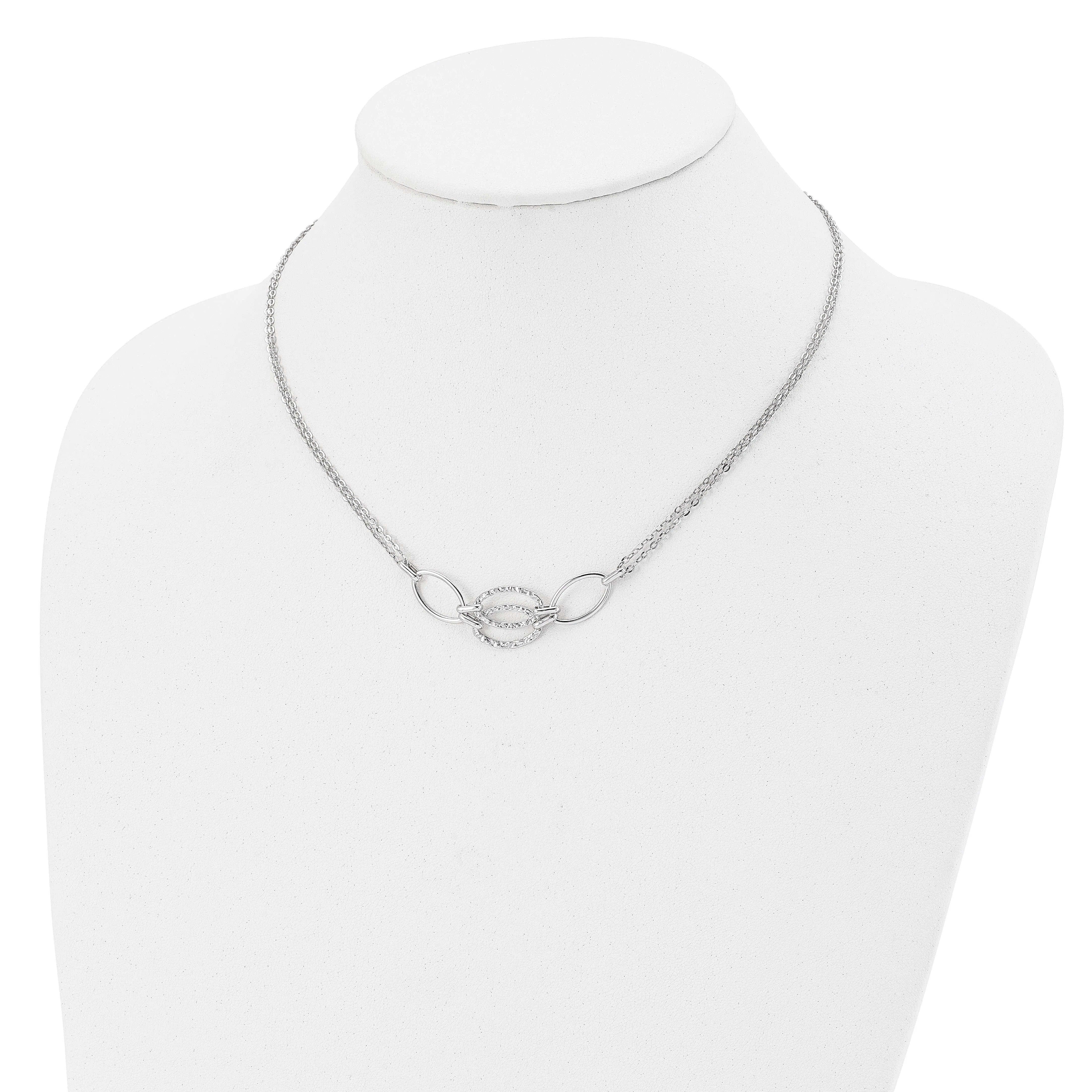 14k White Gold Double Strand Link Necklace