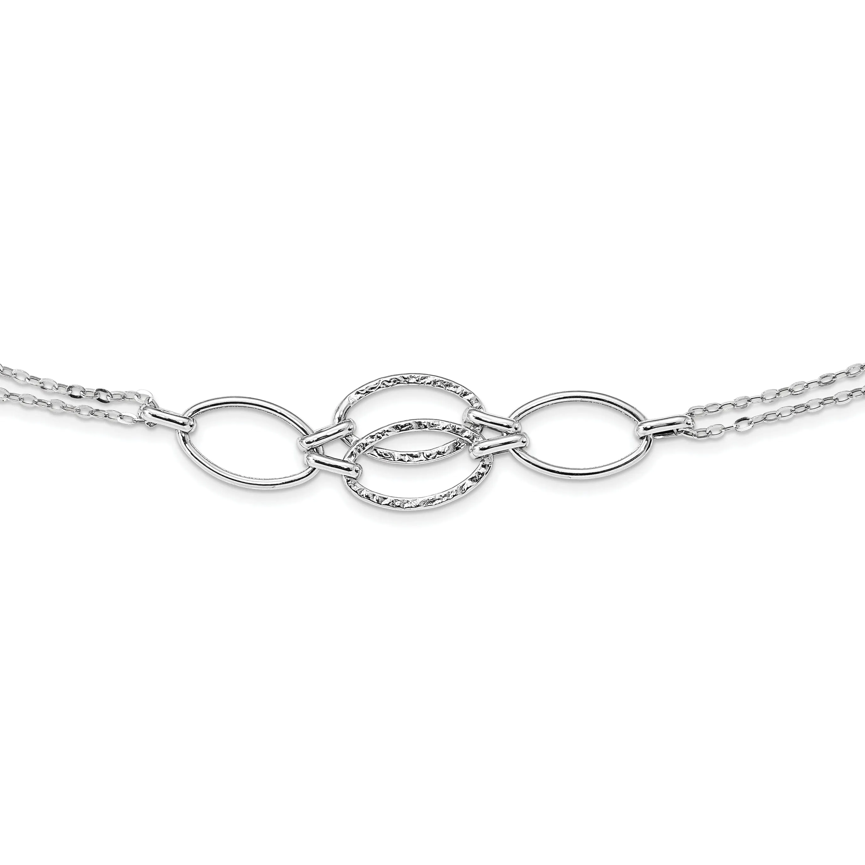 14k White Gold Double Strand Link Necklace