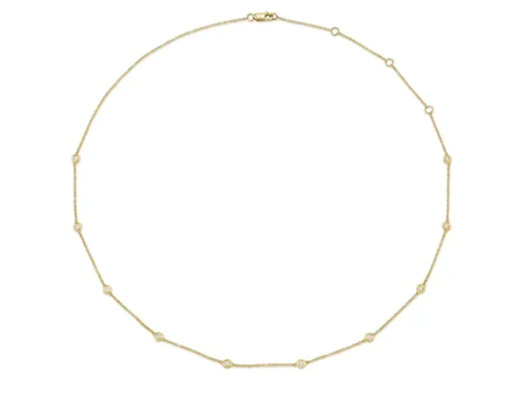 14K Yellow Gold 0.28ctw Round Diamond Station Necklace by Shy Creation