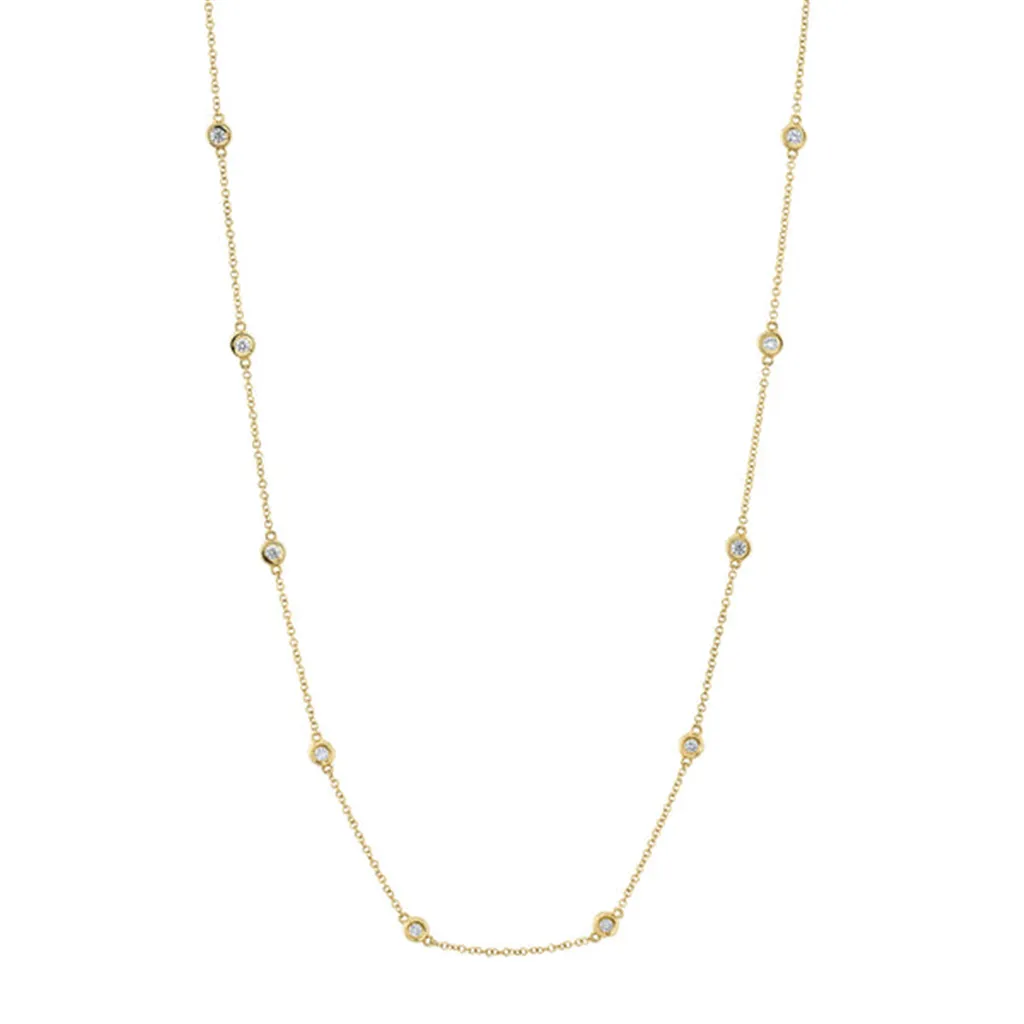 14K Yellow Gold 0.28ctw Round Diamond Station Necklace by Shy Creation