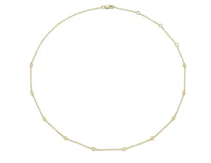 14K Yellow Gold 0.28ctw Round Diamond Station Necklace by Shy Creation