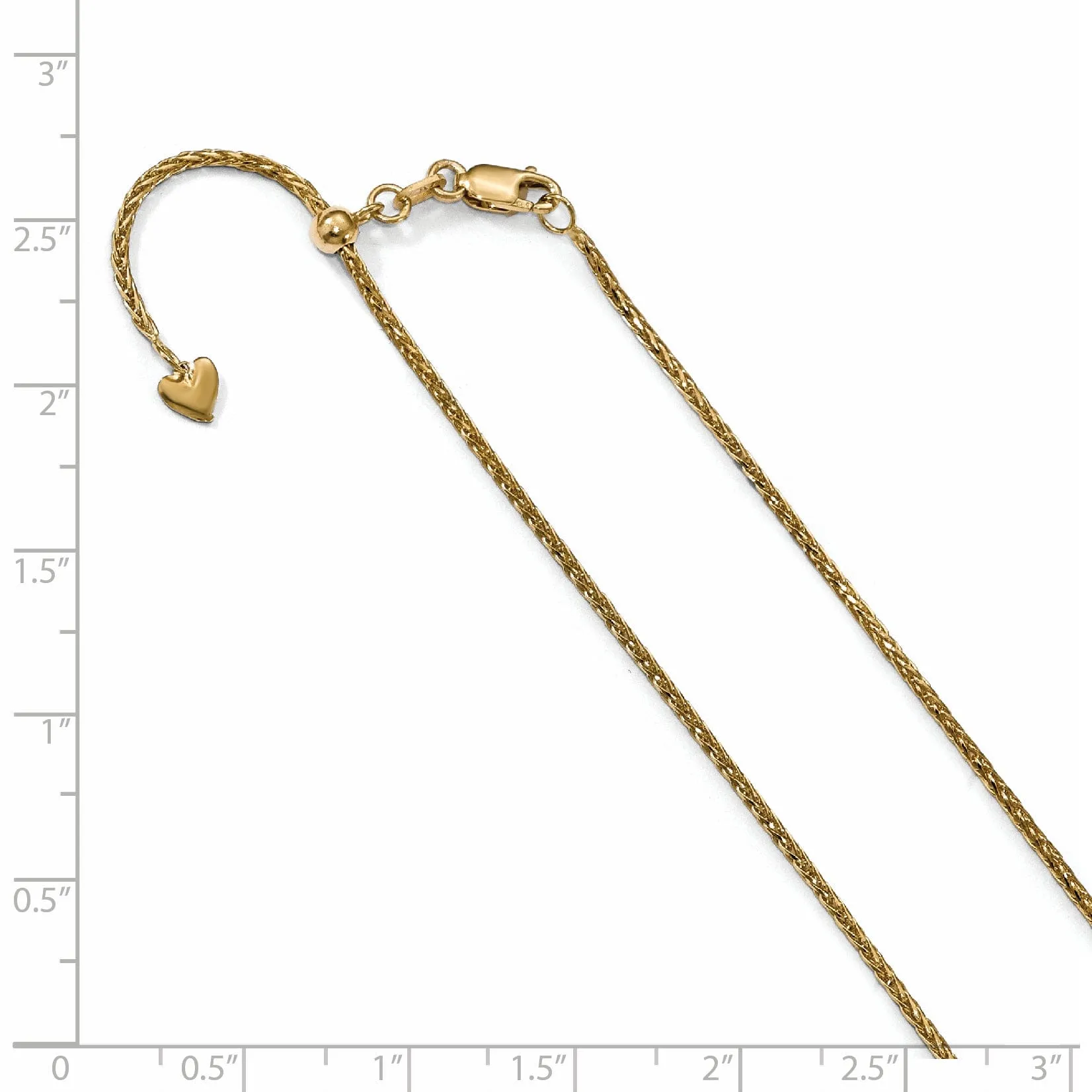 14k Yellow Gold 1.3 mm Diamond Cut Wheat Chain