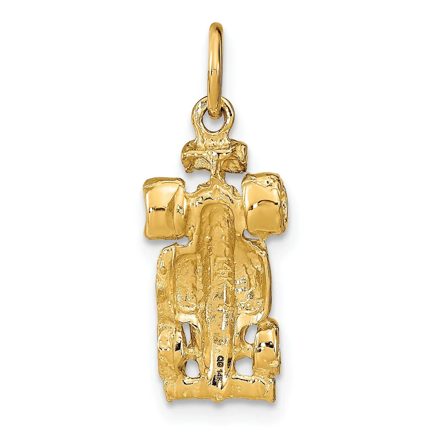 14k Yellow Gold 3-Dimensional Race Car Charm