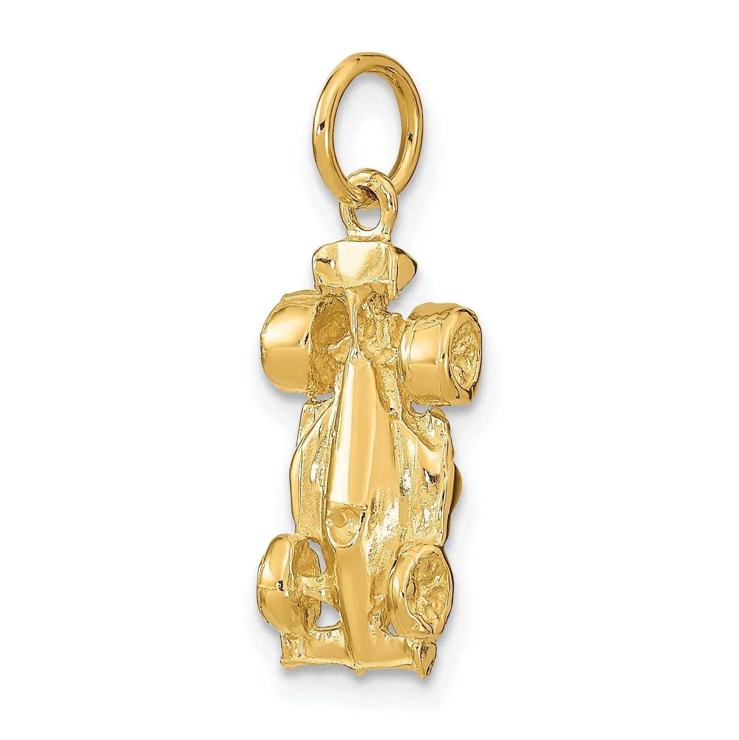 14k Yellow Gold 3-Dimensional Race Car Charm