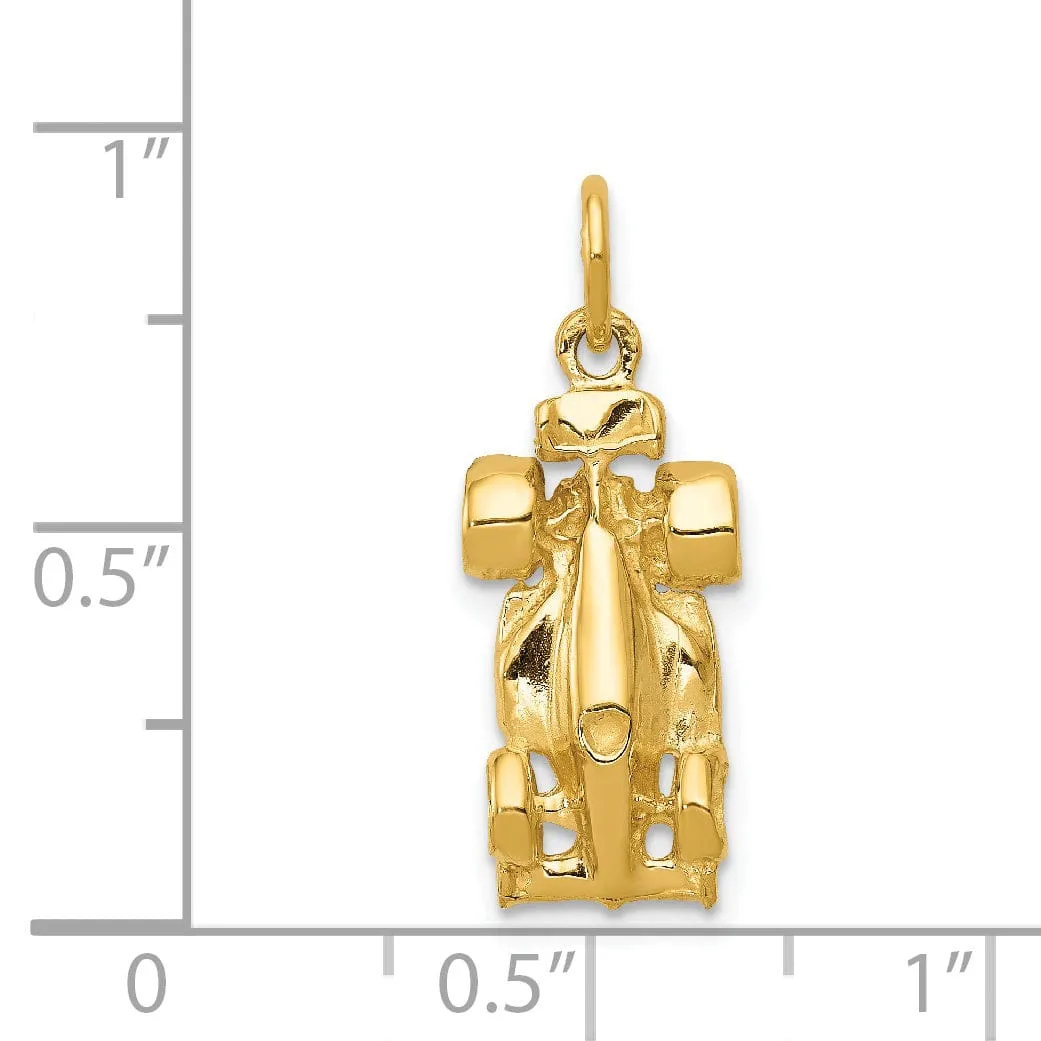 14k Yellow Gold 3-Dimensional Race Car Charm