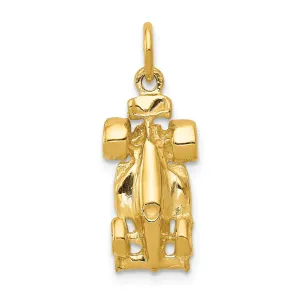 14k Yellow Gold 3-Dimensional Race Car Charm