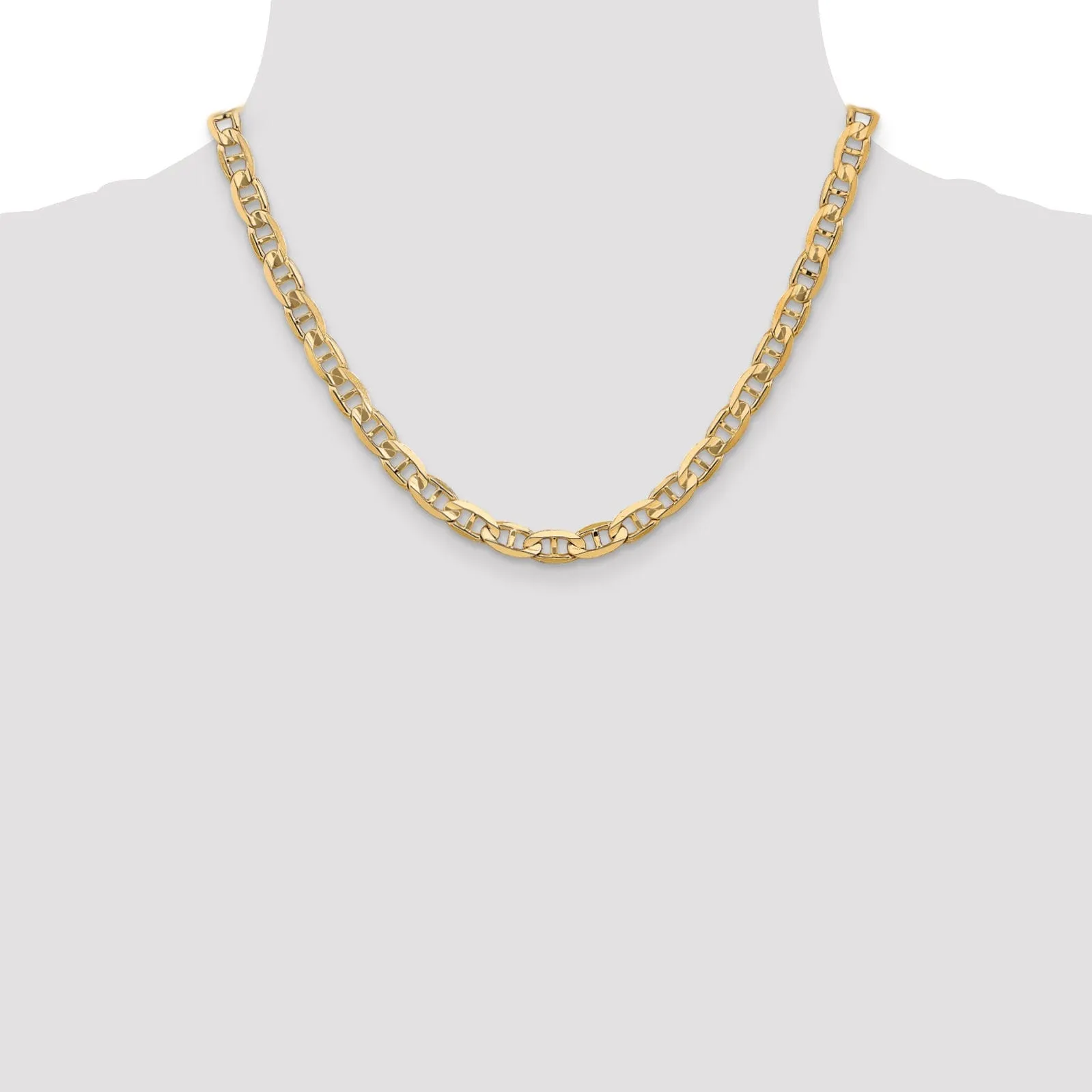 14k Yellow Gold 6.25mm Concave Anchor Chain