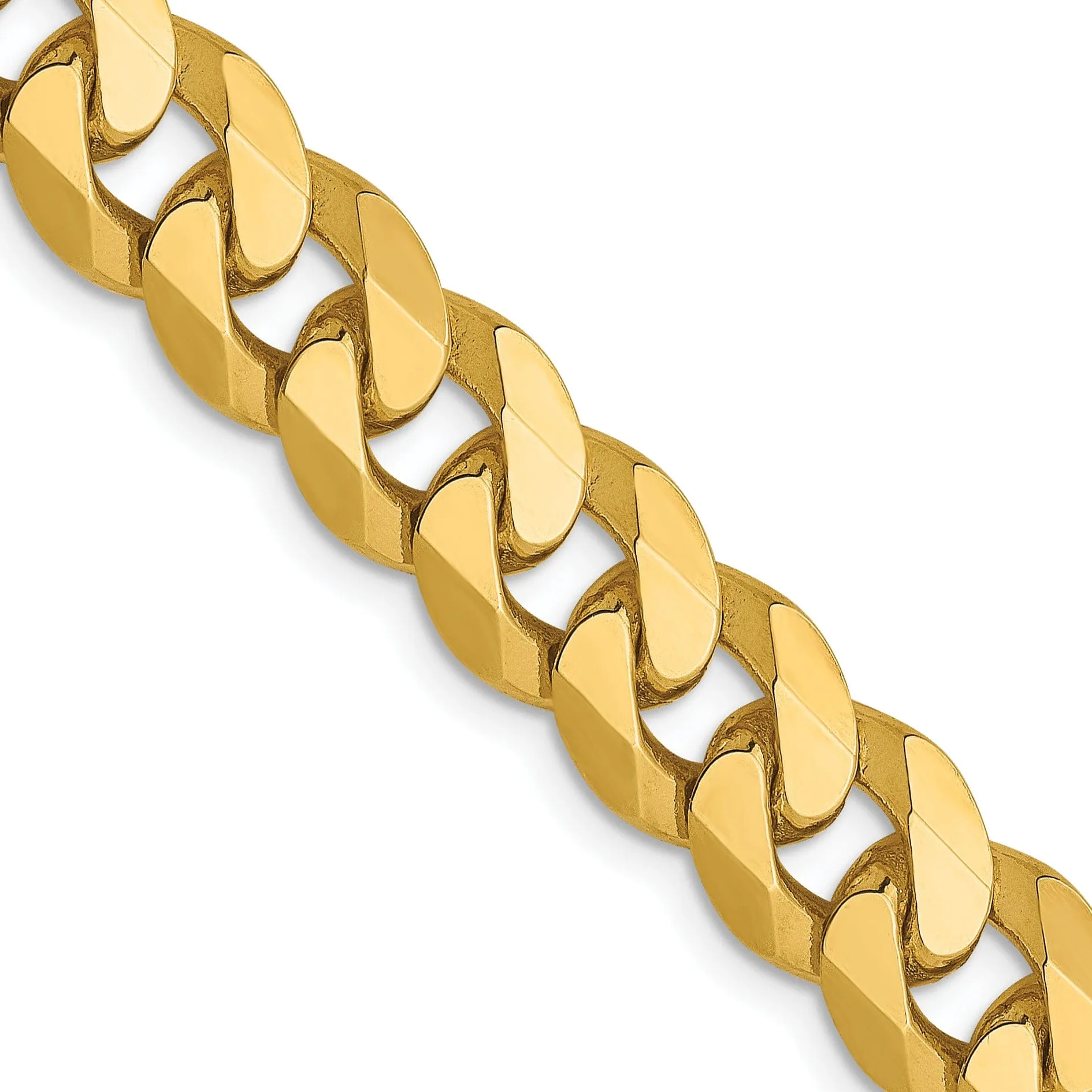 14k Yellow Gold 8mm Flat Beveled Curb Chain