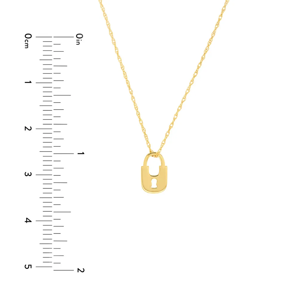 14K Yellow Gold Adjustable Mini Lock Pendant Necklace by Midas Chain