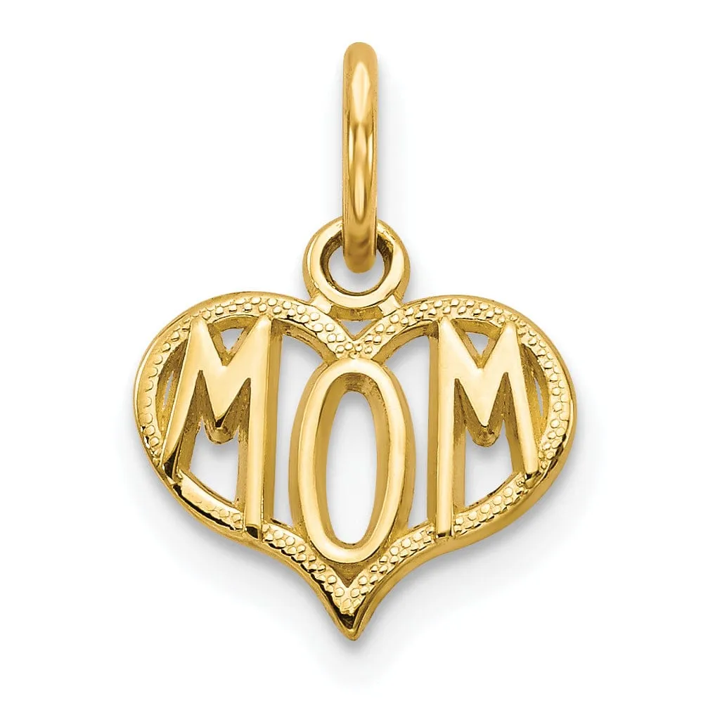 14k Yellow Gold Mom Charm Pendant