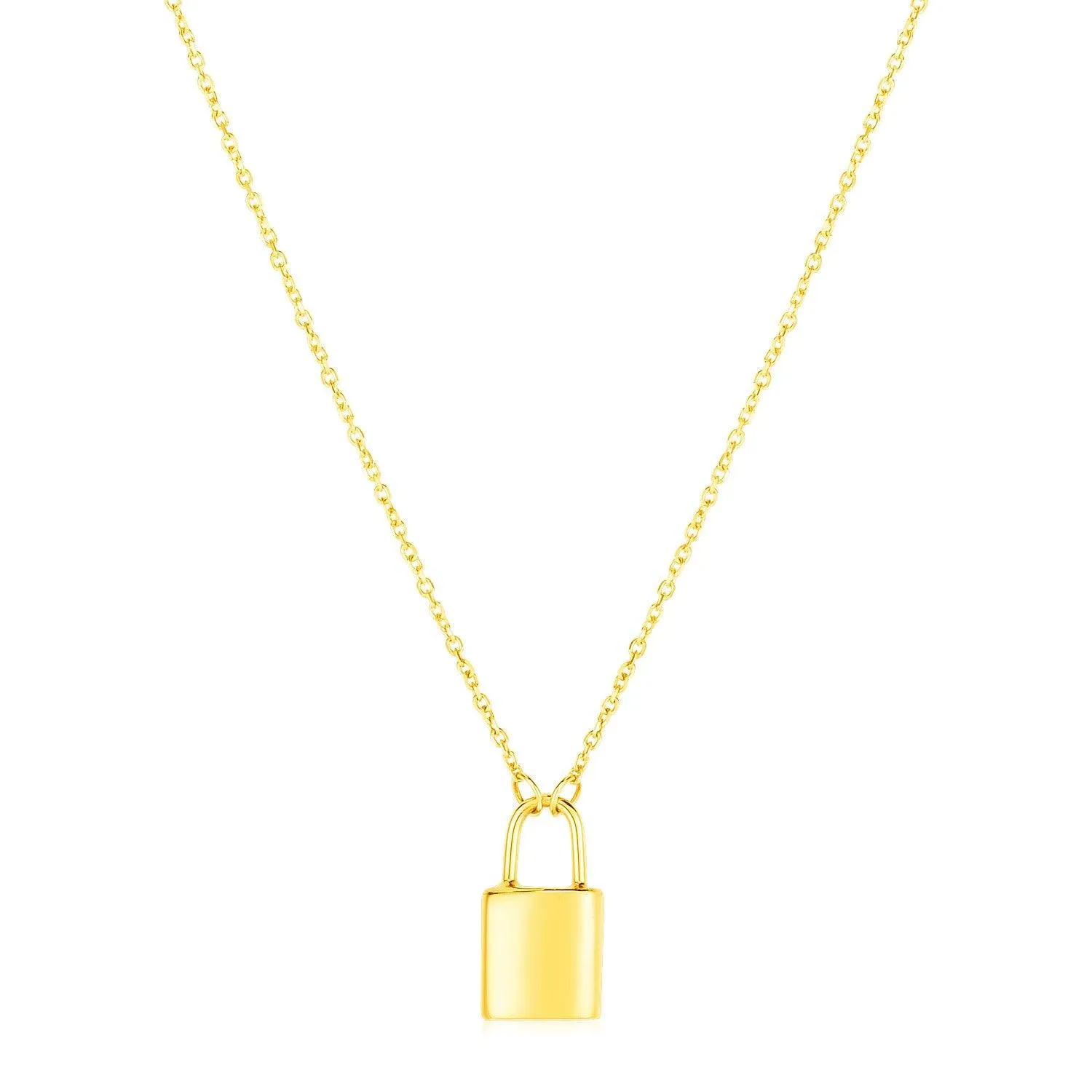 14k Yellow Gold Padlock Necklace