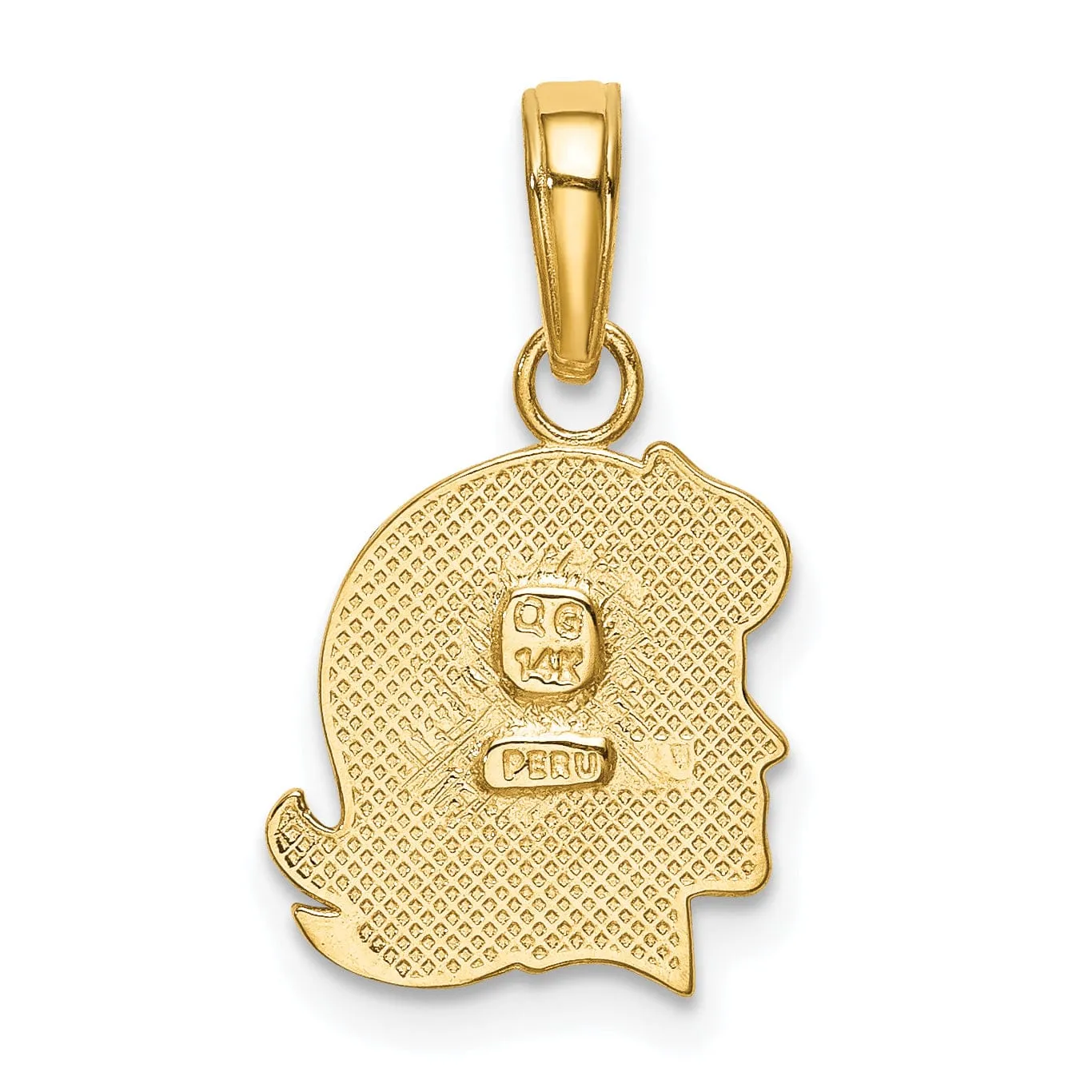 14k Yellow Gold Polish Girl Head Charm Pendant