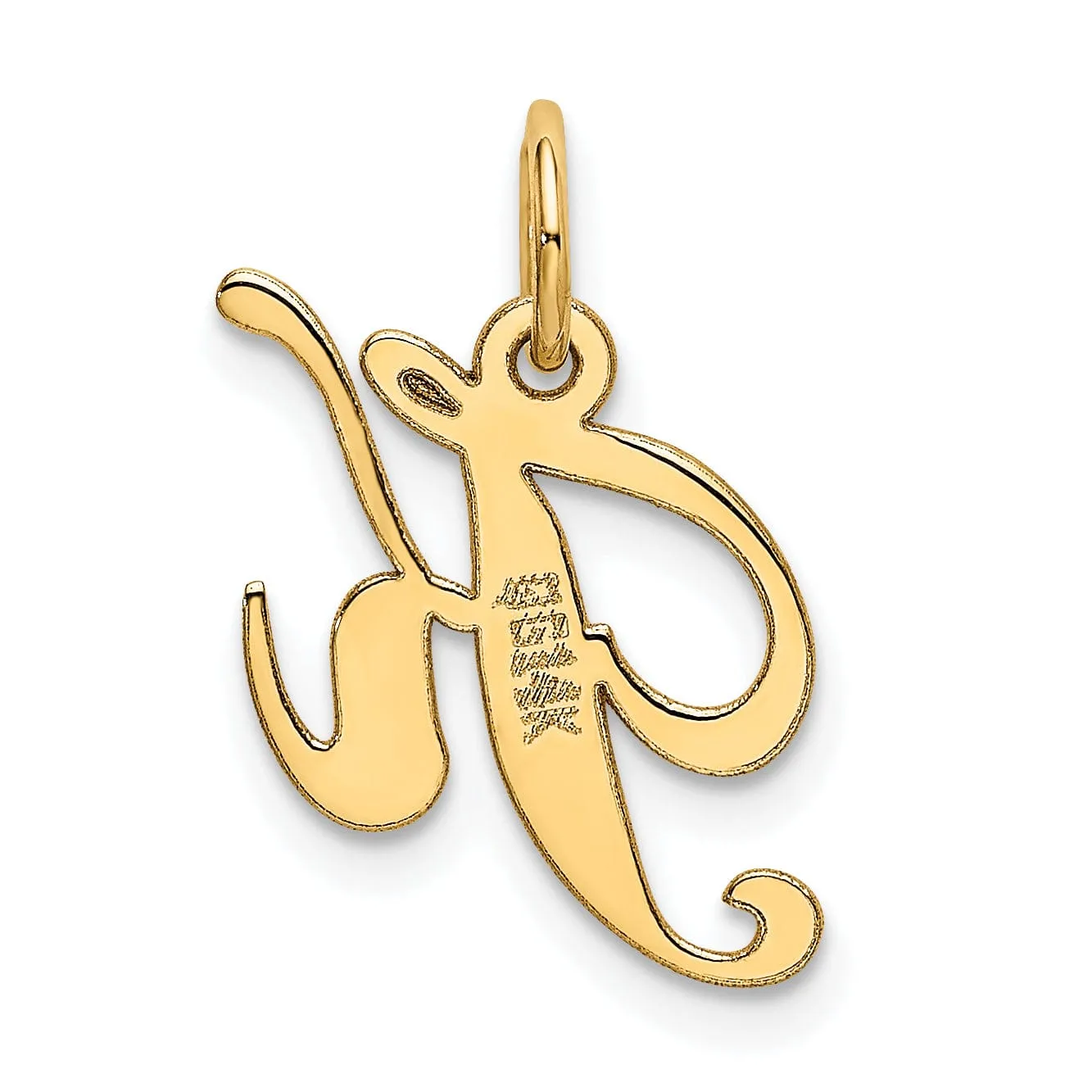 14K Yellow Gold Small Size Fancy Script Letter K Initial Pendant