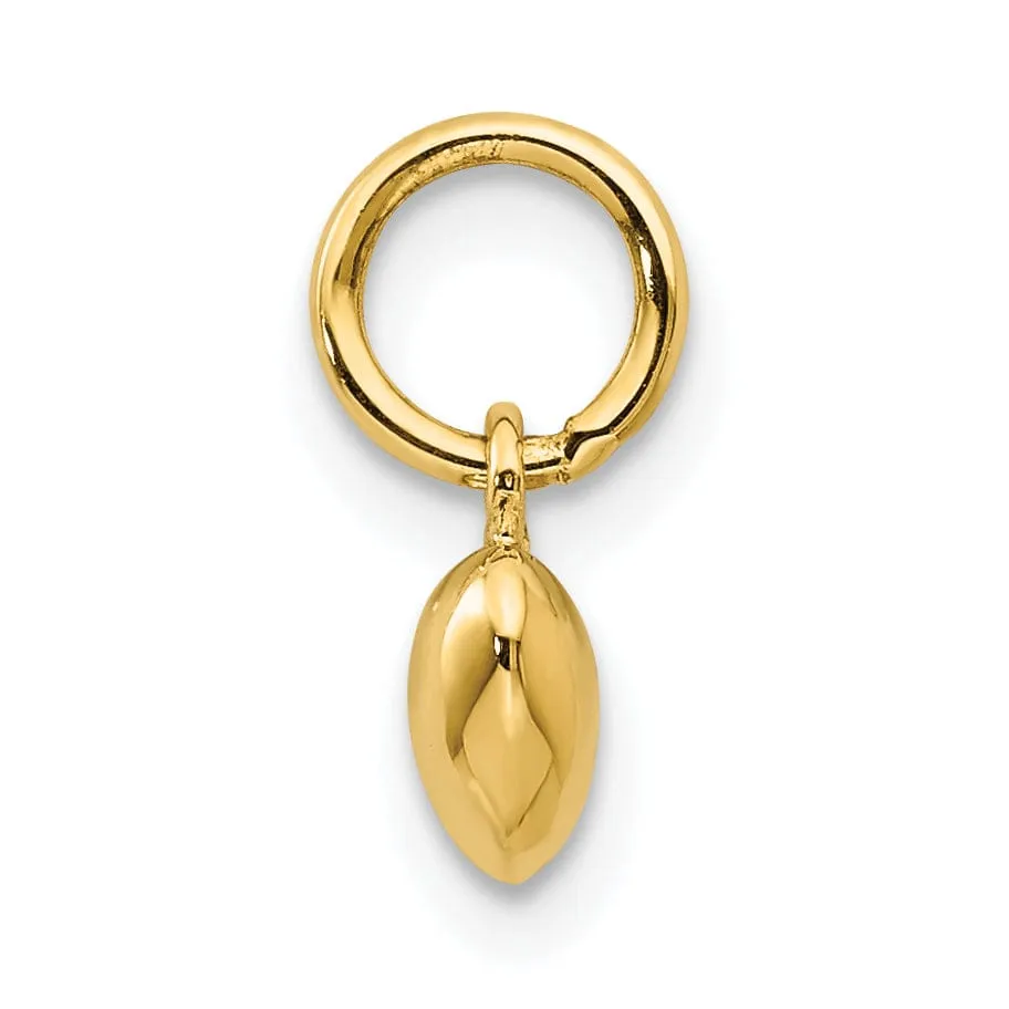 14k Yellow Gold Solid Plain Puffed Heart Charm