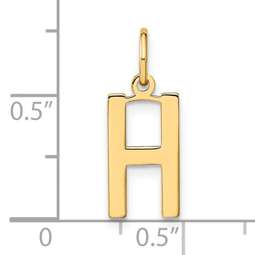 14k Yellow Gold Women's Letter H Initial Charm Pendant