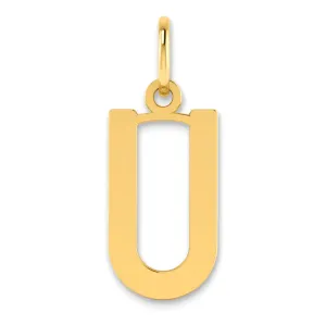 14k Yellow Gold Women's Letter U Initial Charm Pendant