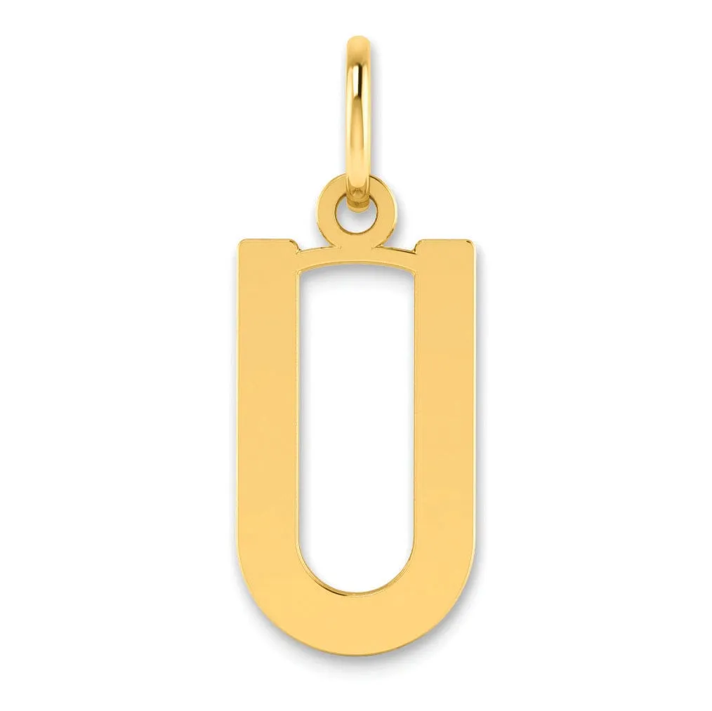 14k Yellow Gold Women's Letter U Initial Charm Pendant