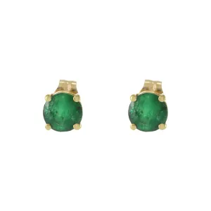 14KT Yellow Gold Emerald Stud Earrings