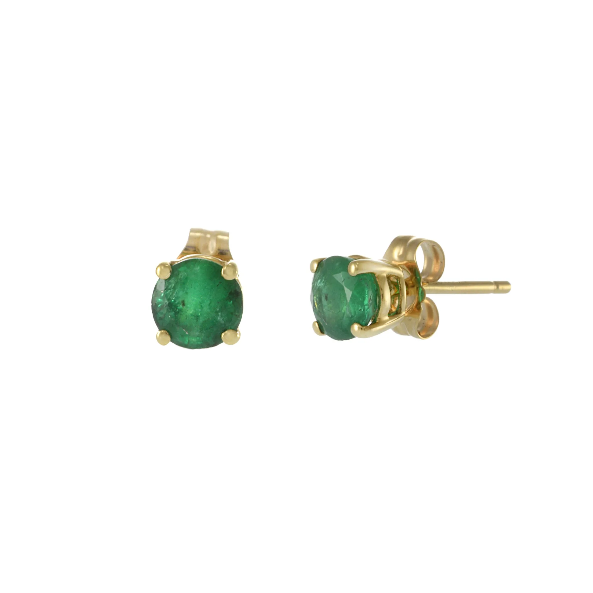 14KT Yellow Gold Emerald Stud Earrings