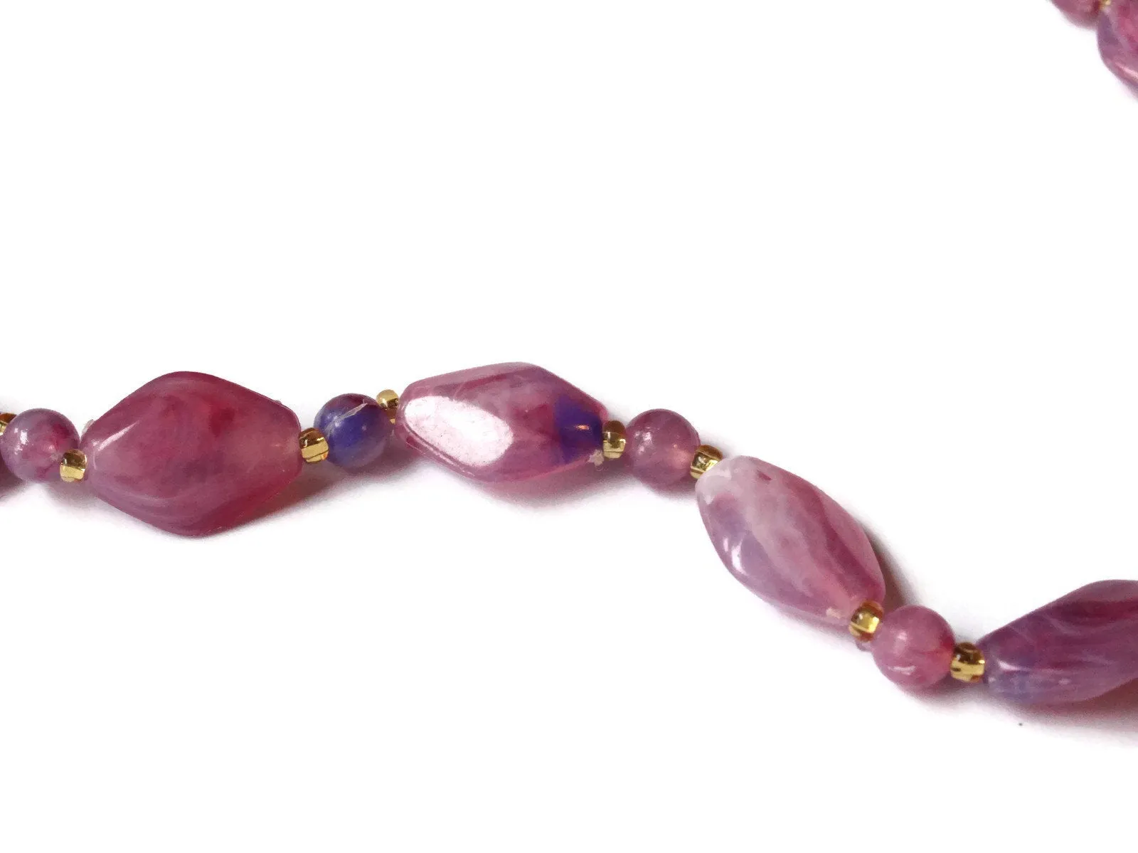 18 Inch Purple Beaded Choker Necklace