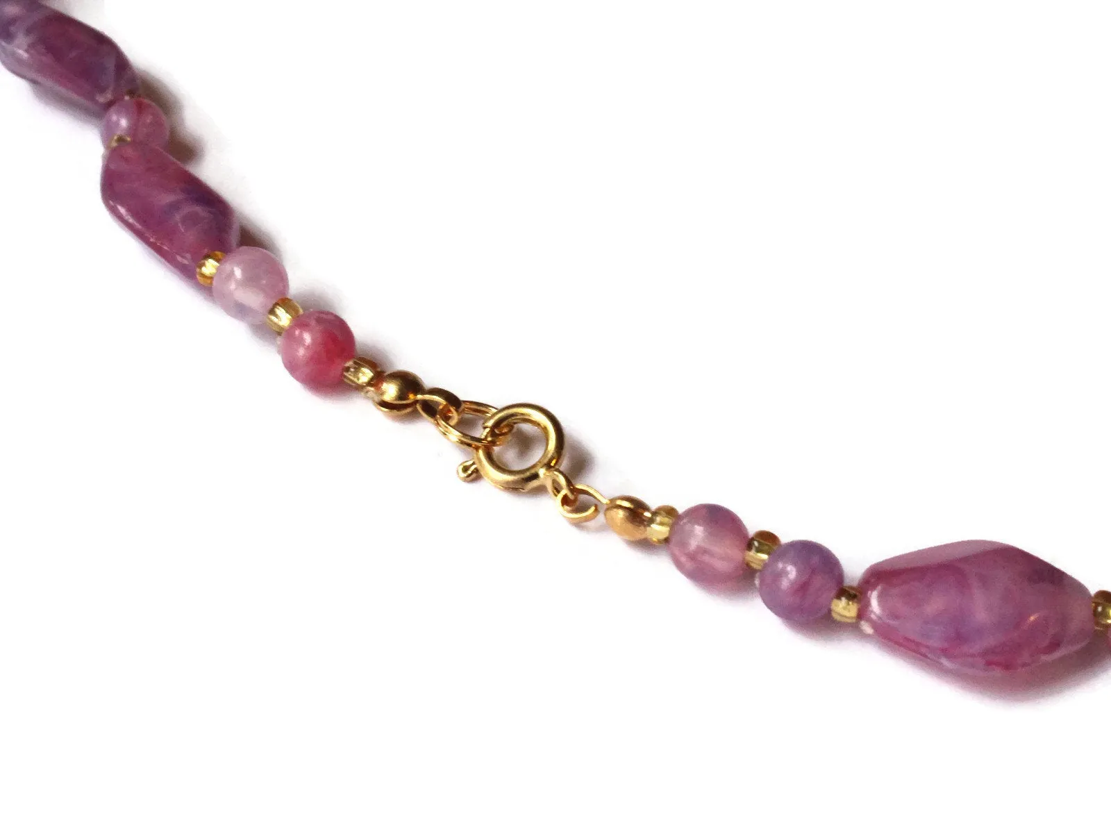 18 Inch Purple Beaded Choker Necklace