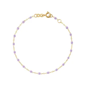 18K Gold and Lilac Resin Beaded Classic Bracelet