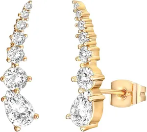 18K Gold Ear Climber Earrings