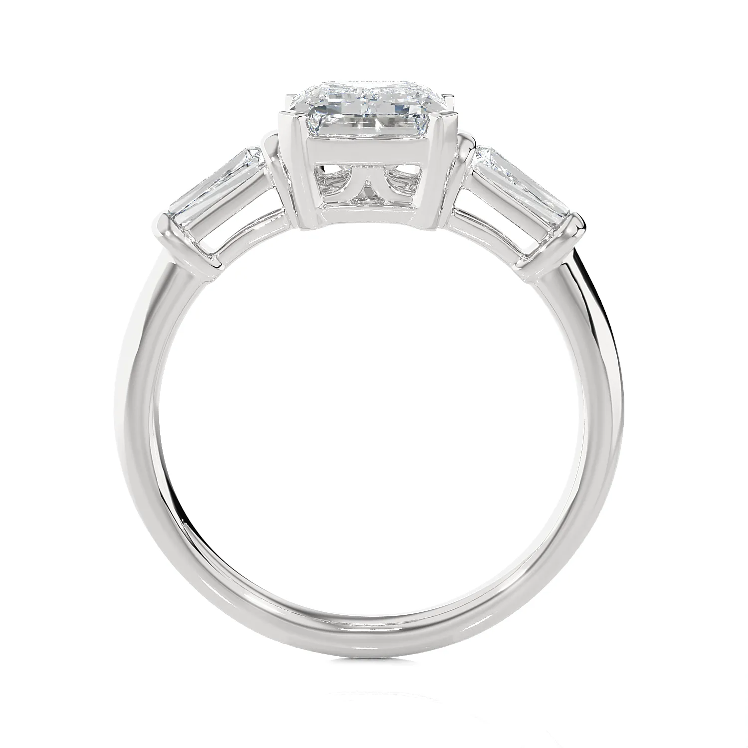 2 ctw Emerald-Cut with Tapered Baguette Three Stone Lab Grown Diamond Ring