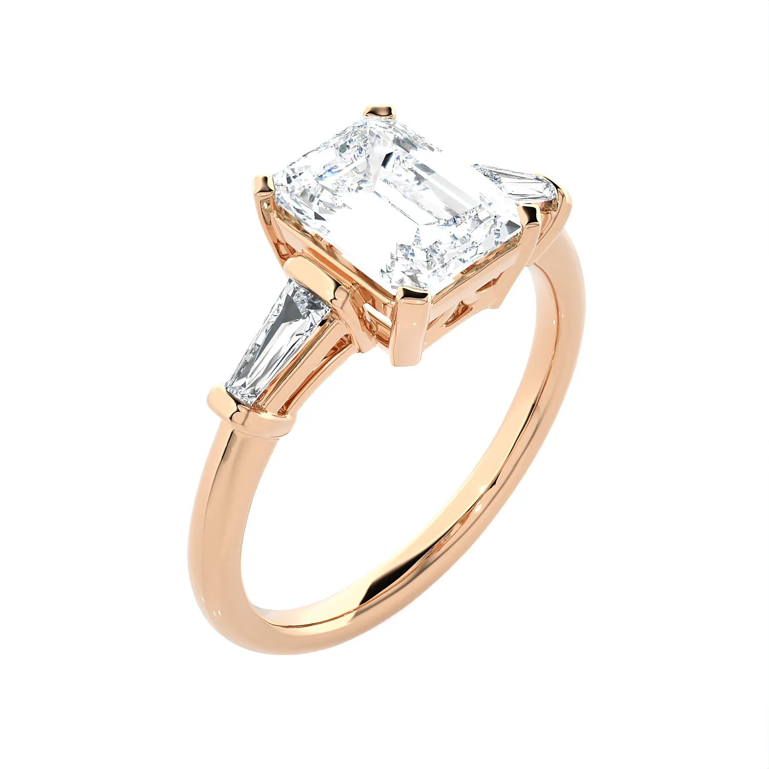 2 ctw Emerald-Cut with Tapered Baguette Three Stone Lab Grown Diamond Ring