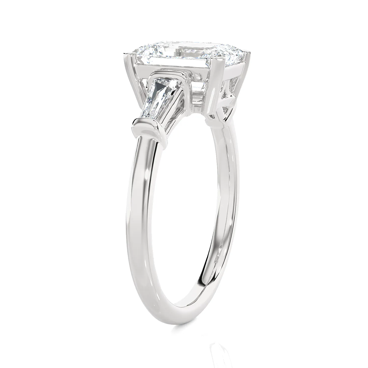 2 ctw Emerald-Cut with Tapered Baguette Three Stone Lab Grown Diamond Ring