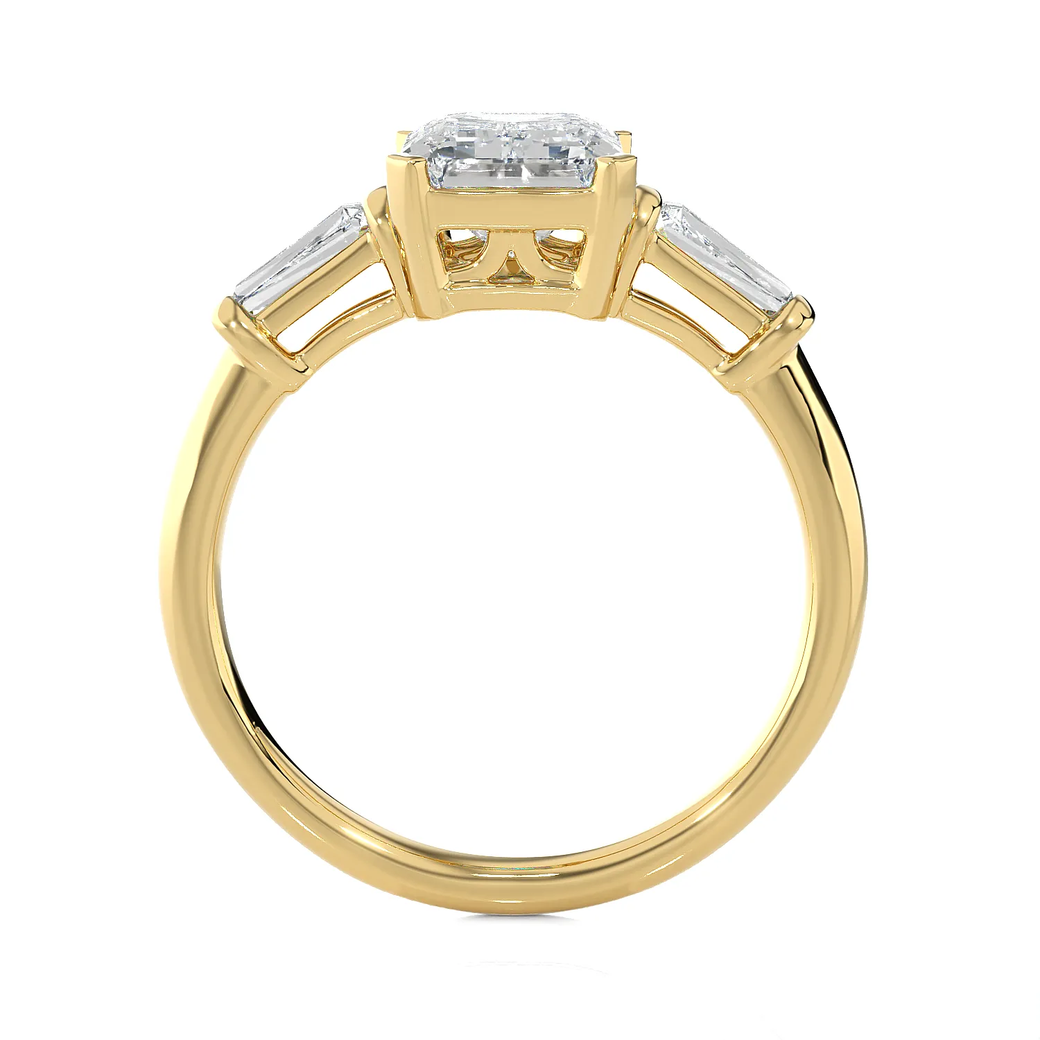 2 ctw Emerald-Cut with Tapered Baguette Three Stone Lab Grown Diamond Ring