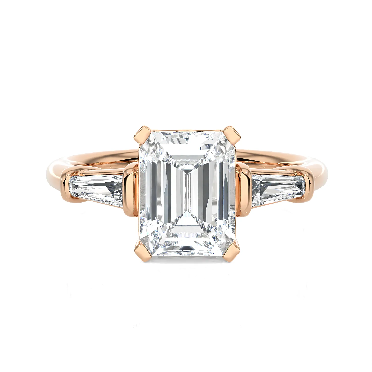 2 ctw Emerald-Cut with Tapered Baguette Three Stone Lab Grown Diamond Ring