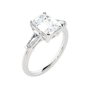 2 ctw Emerald-Cut with Tapered Baguette Three Stone Lab Grown Diamond Ring