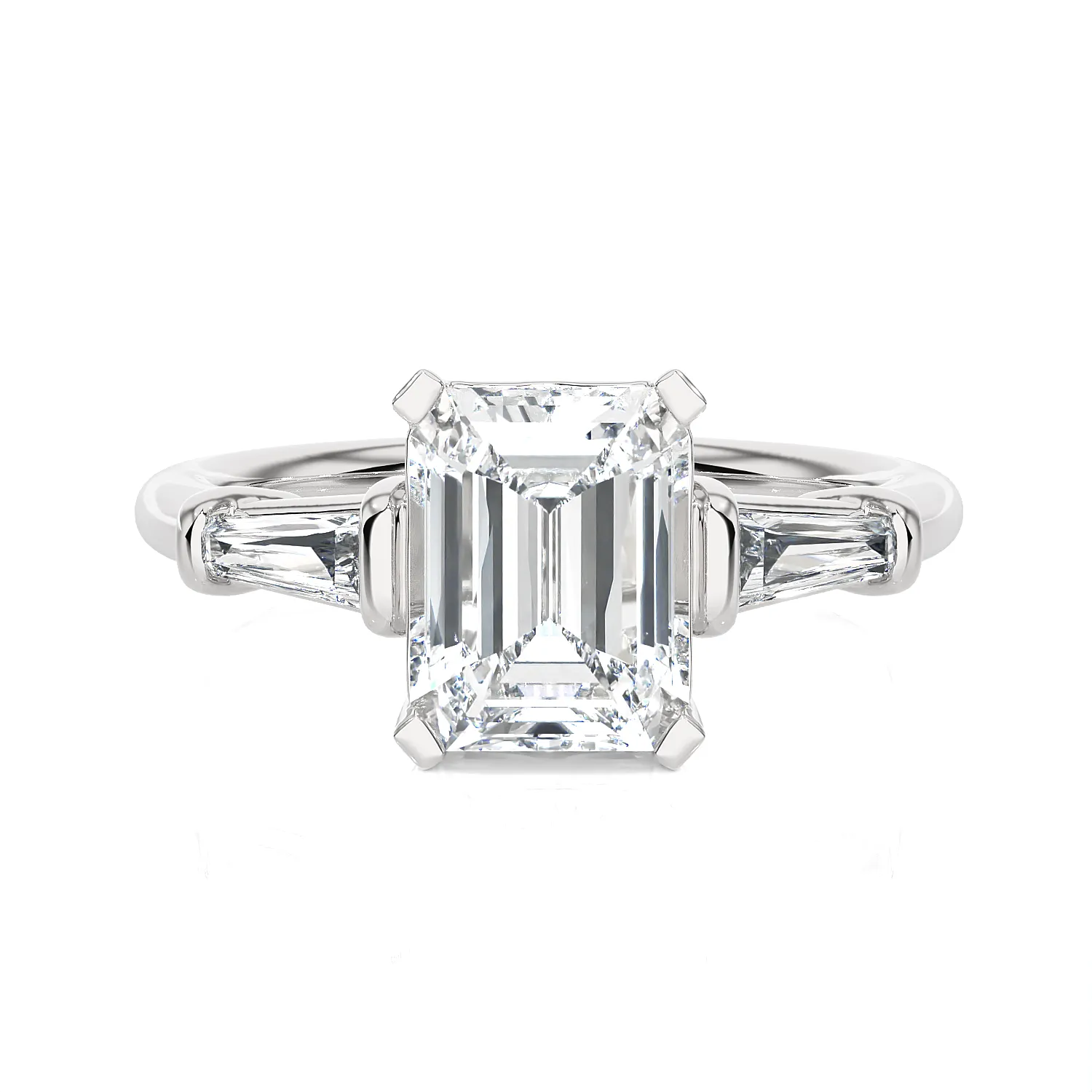 2 ctw Emerald-Cut with Tapered Baguette Three Stone Lab Grown Diamond Ring