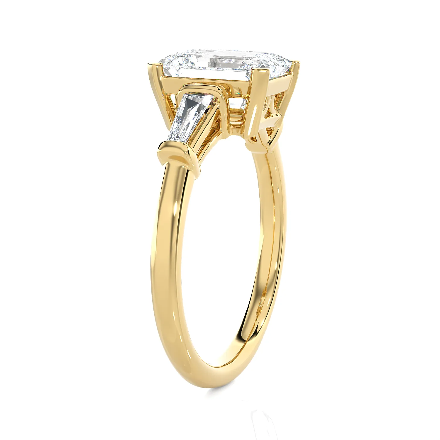 2 ctw Emerald-Cut with Tapered Baguette Three Stone Lab Grown Diamond Ring