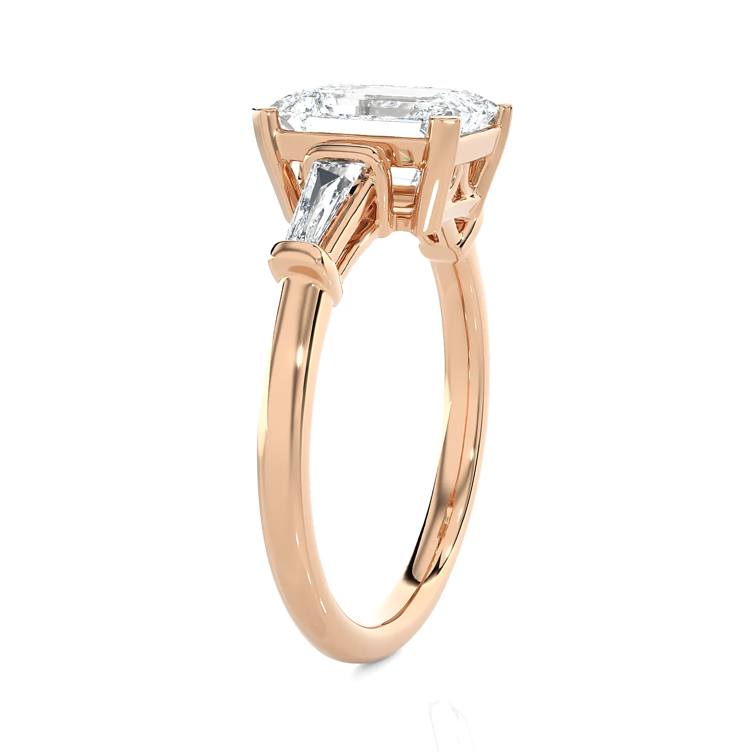 2 ctw Emerald-Cut with Tapered Baguette Three Stone Lab Grown Diamond Ring