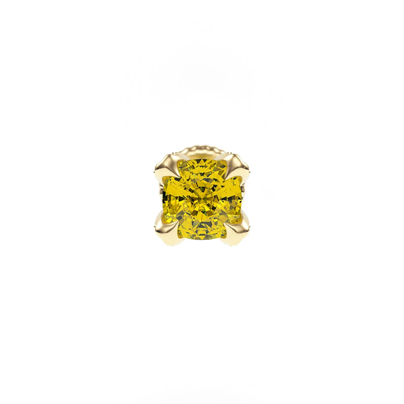 2.15 CT Luxurious Mismatched Earrings: Cushion-Cut Yellow Fancy Diamond and Pear-Shaped White Diamond